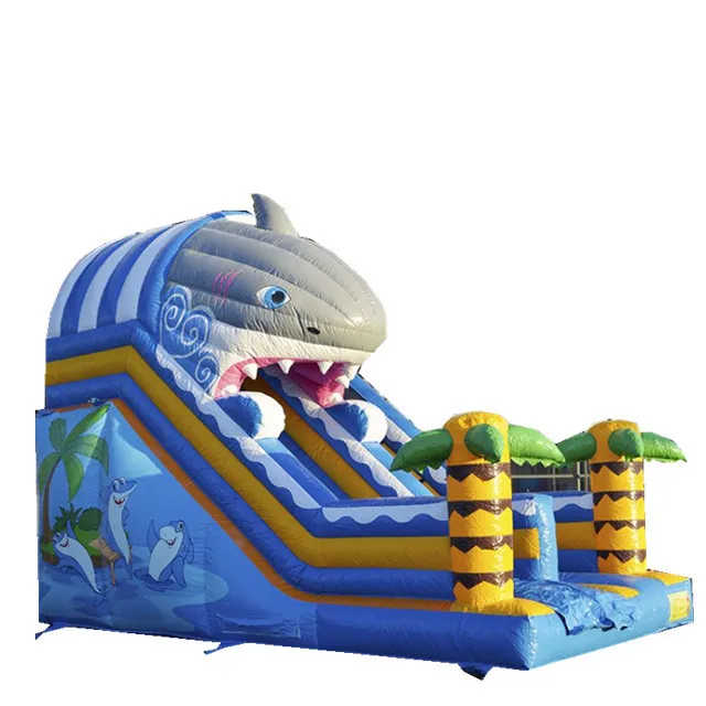 
Hot sale inflatable colorful digital printing giant shark dry slides for sale 