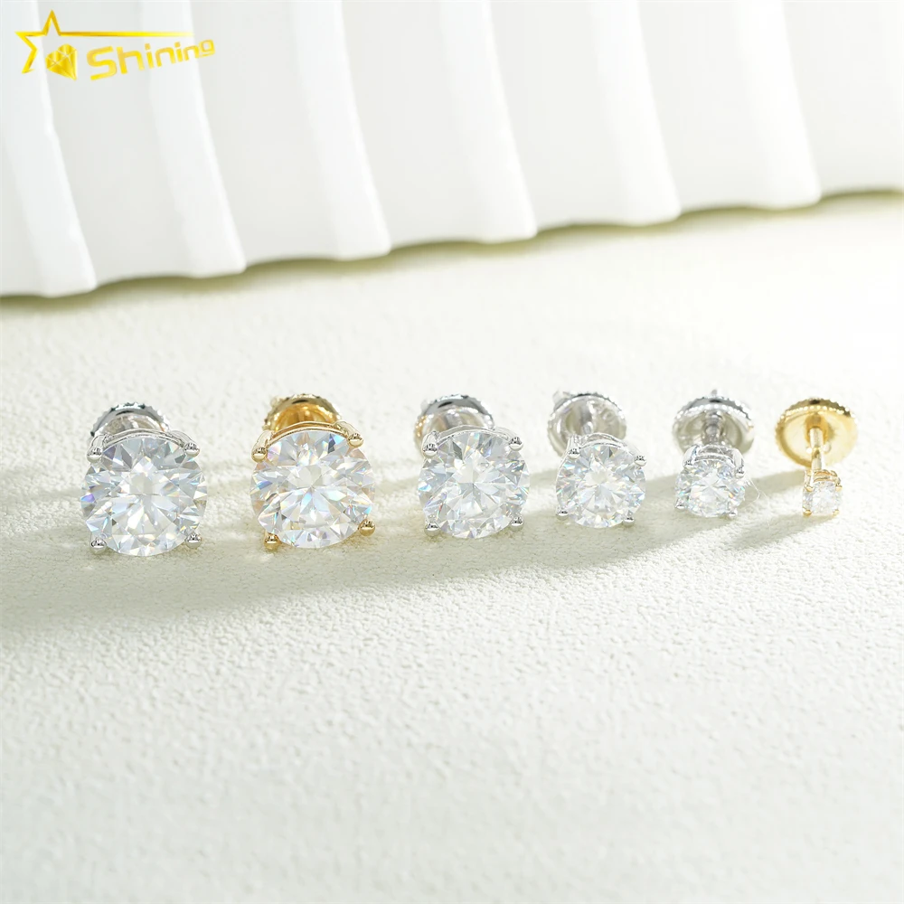 

Wholesale luxury earrings classic vvs moissanite diamond 10k 14k real solid gold jewelry moissanite stud earring