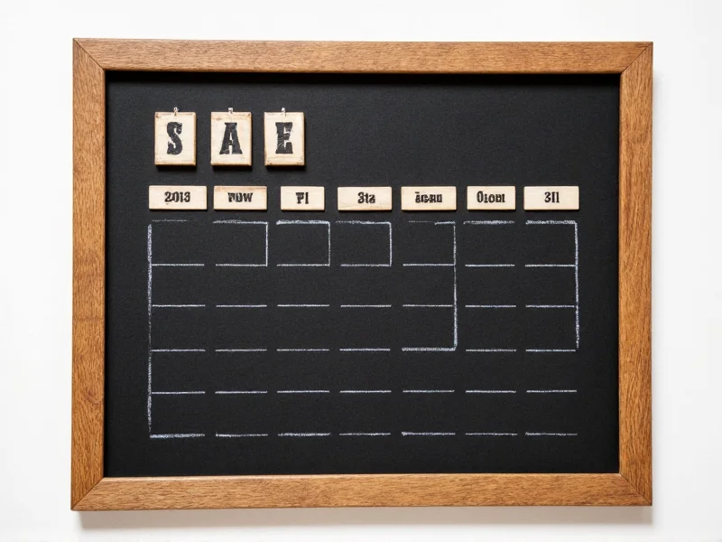 Rustic wooden calendar frame with chalkboard paint grid and date tiles