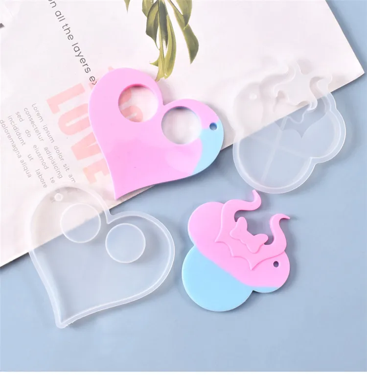 

Y1346 Valentine's ornament silicone mold heart minnie silicone keychain molds, White