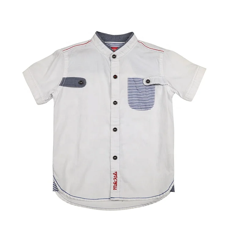 
Product warranty summer short sleeve cotton poplin pocket kid stylish shirts for boys  (1600064225619)