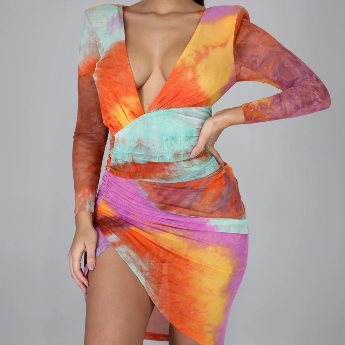 

2021 European And American Summer Spice Girl Adult Short Skirt Hip Wrap Dress