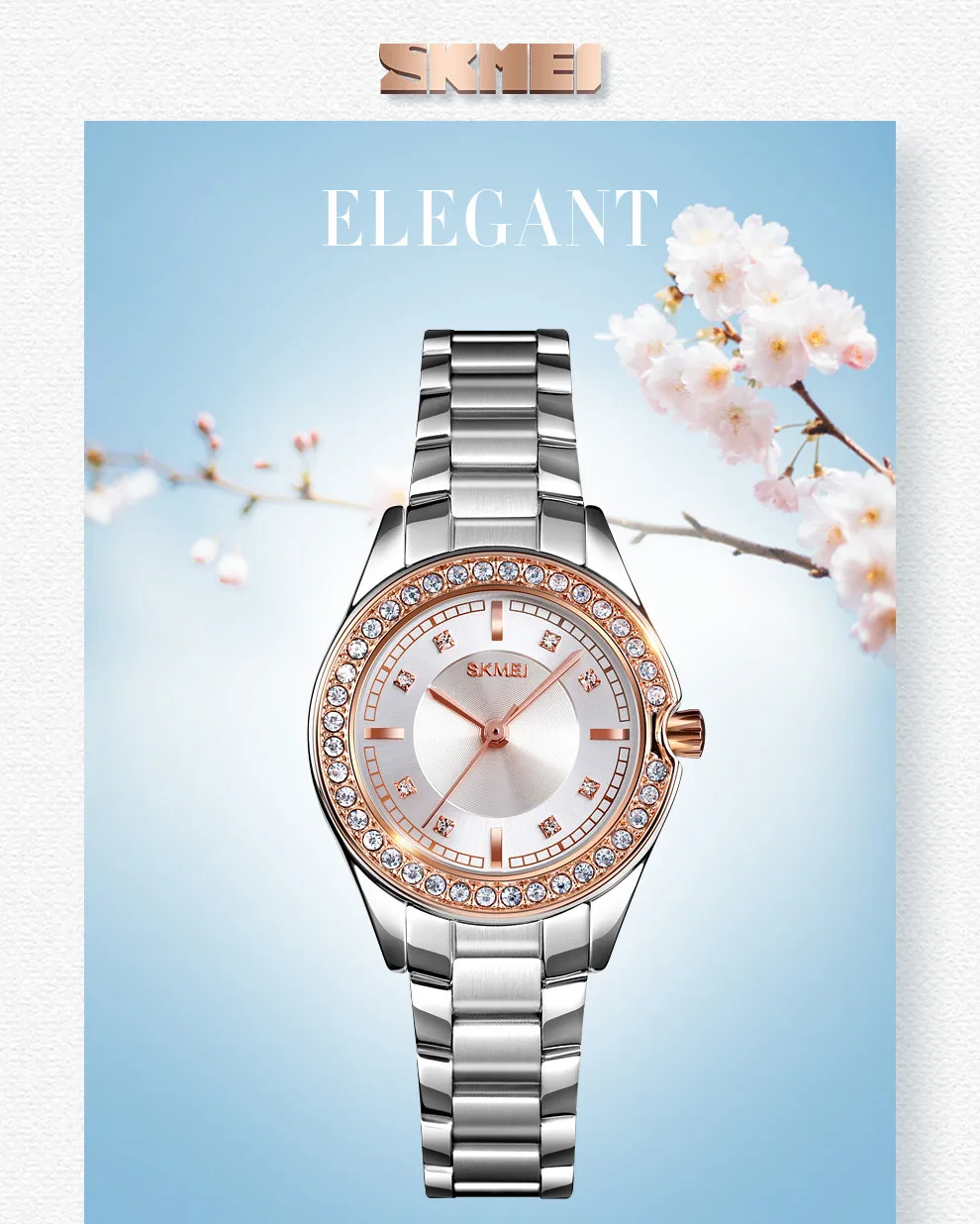 Нові SKMEI 1534 жіночі наручні годинники з нержавіючої сталі водонепроникні жіночі годинники