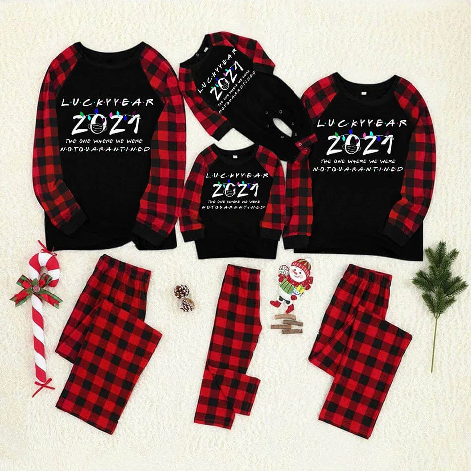 

Hot parent-child suit Christmas European and American Christmas print parent-child pajamas set