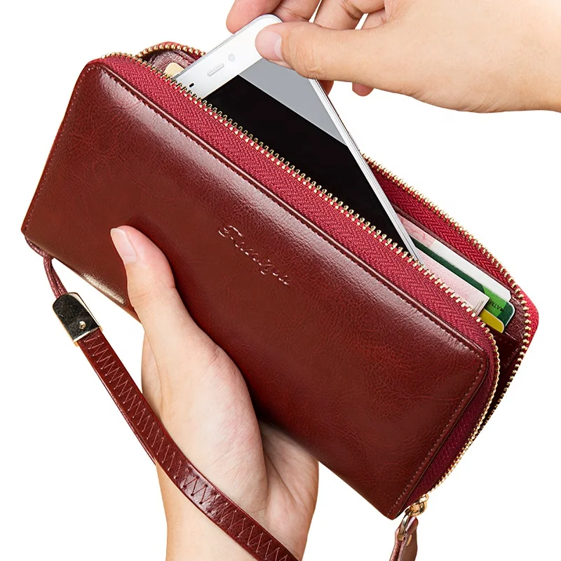 

Money Leather Wristlets Wallets For Ladies Fashion Female Cellphone Purses 2021 Money Bag New Carteras De Mujer Wallet Women