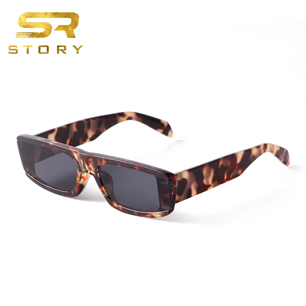

STORY T121 Fashion Retro Rectangle Sunglasses Women Men 2021 Trendy Red Leopard Small Frame Hip Hop Sun Glasses