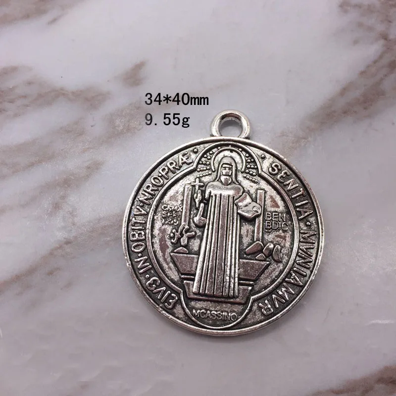 

Jump Ring DIY Jewelry Accessories Finding Making Vintage Antique Silver Zinc Alloy Round Religious Jesus Charm Pendants