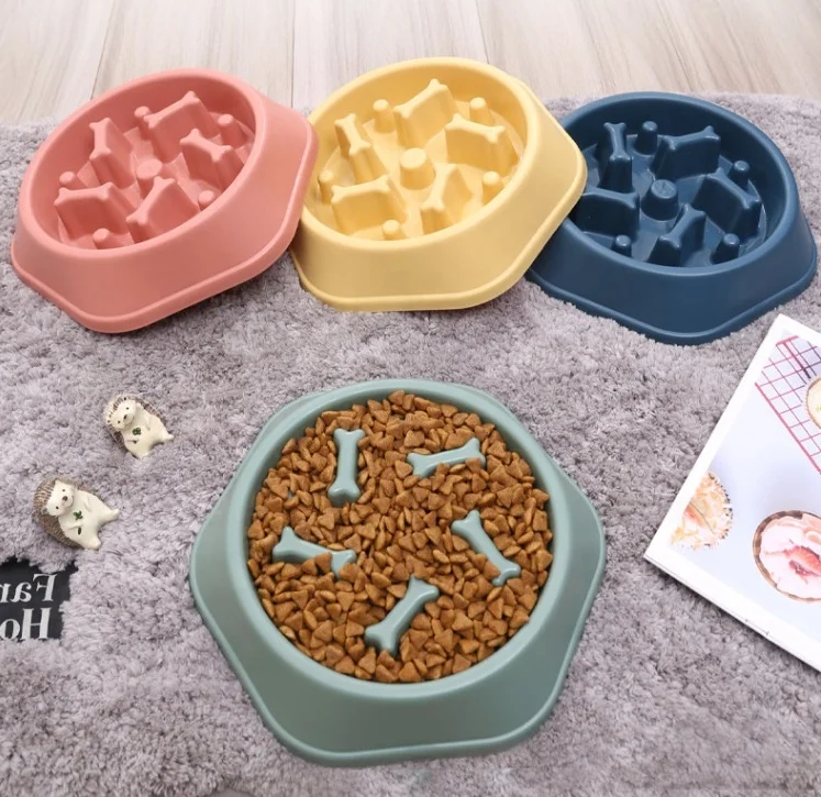 

Pet Product Bone Plastic Pet Food Bowl Doggy Puppy Bowl Slow Feeder Dog Bowl