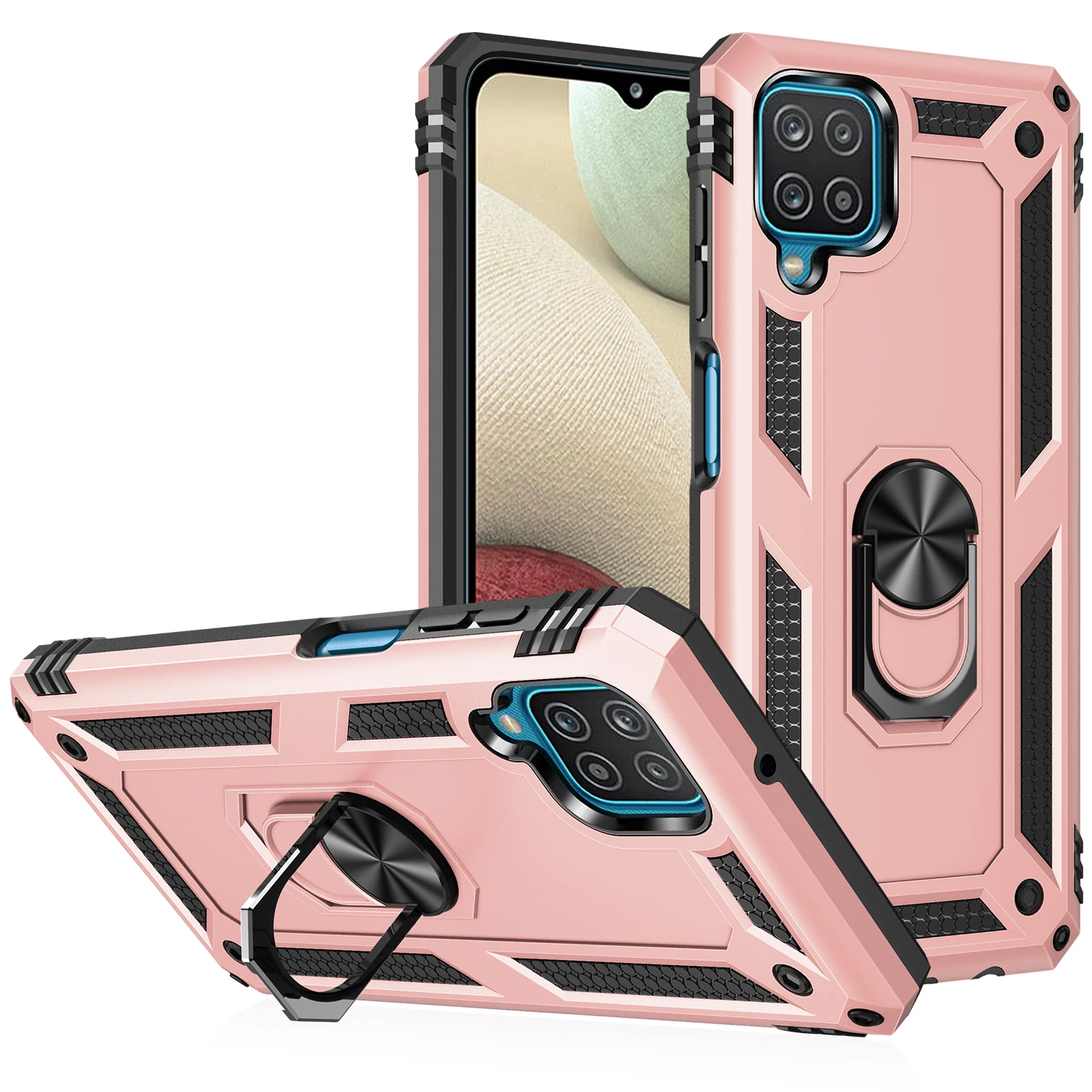 

Rotate 360 Degree Ring Stand Magnetic Adsorption Thin Phone Full Protective Case For Samsung Galaxy A12 5G, Multi