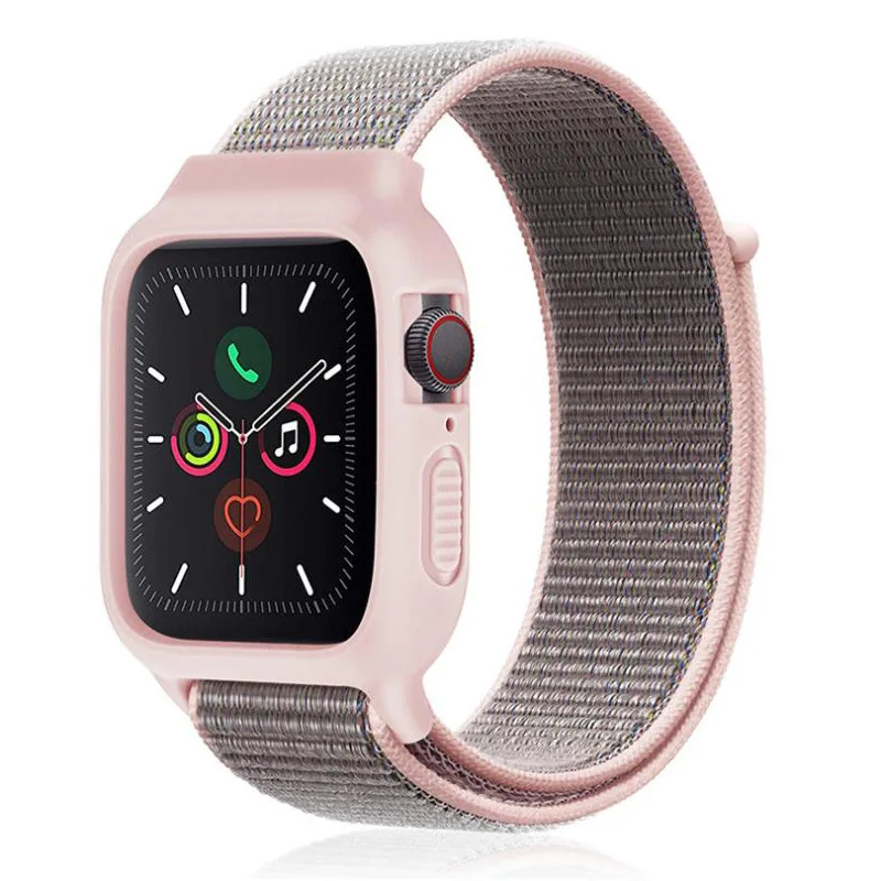 

Apple watch1/2/3/4/5 nylon Apple Watch strap iWatch smart watch nylon band protective frame strap, Multi colors