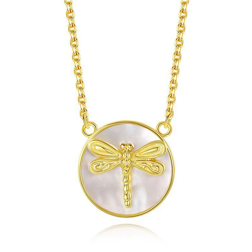 

Wholesale S925 Sterling Silver with Dragonfly Shape Pendant Clavicle Chain 18K Gold Plated Women's Necklace, Silver/gold color