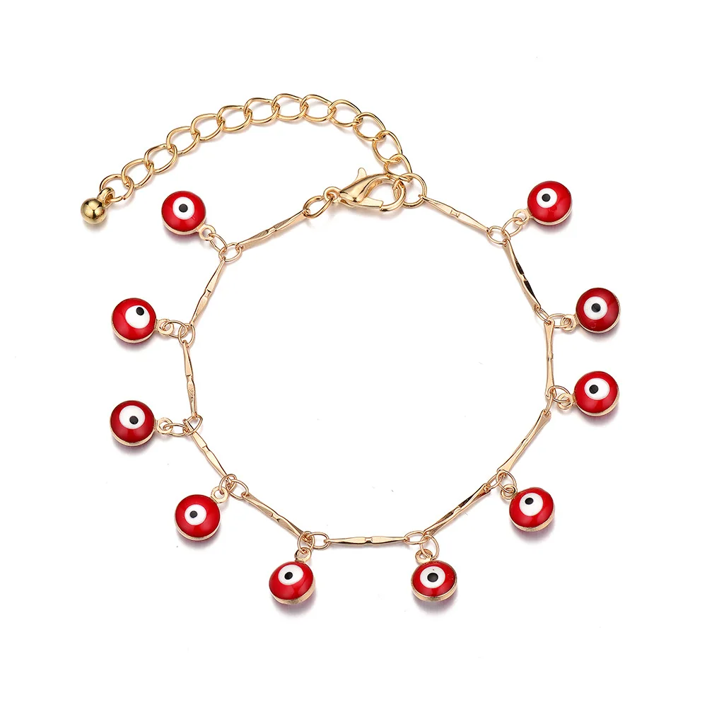 

2021 Amazon Hotsale Design Oil Drip Turkish Eye Bracelet Red Enamel Evils Eye Bracelet For Women