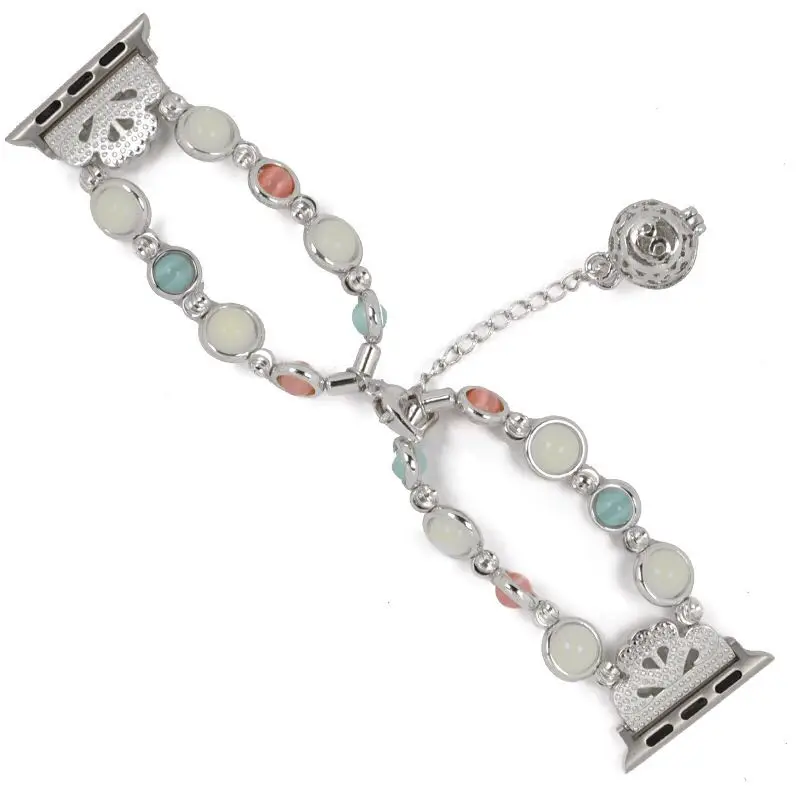 

Jewelry Types Handmade Luminous Night Pearl Bracelet Replacement Watch bands for Apple Watch Series 6 5 4