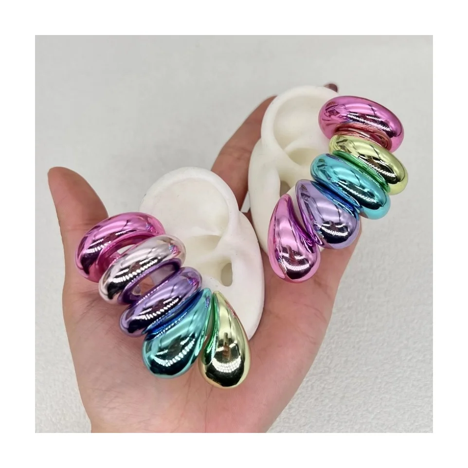 2024 INS Hot Luxury Statement Stud Water Drop Gold Plated Hoop Earrings Set for Women Men Wholesale Bulk for Valentine's Day