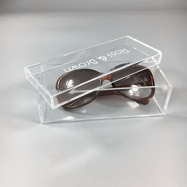 

Customize acrylic eyewear sunglass reading glass display storage box, Clear, glitter, neon green