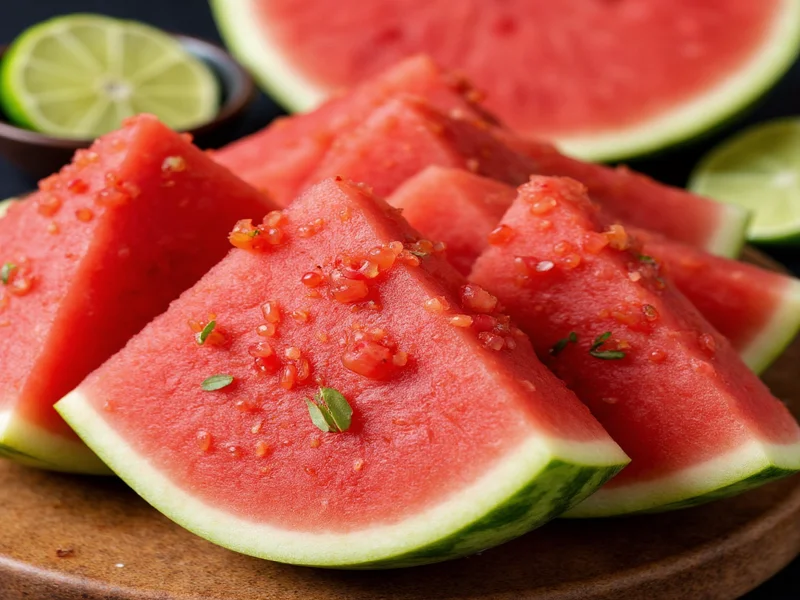 Watermelon slices with homemade tajin seasoning