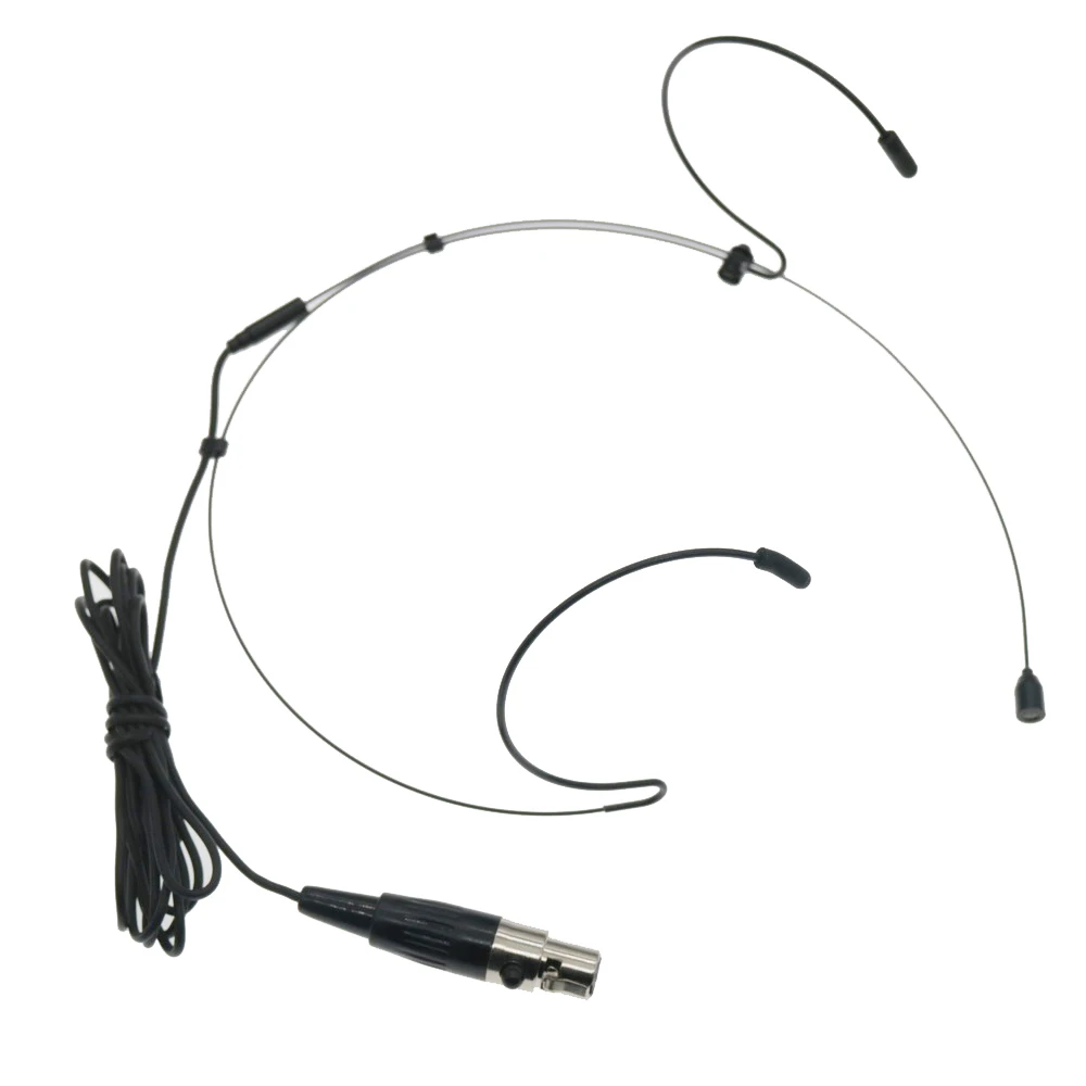 

Black Omni-directional Double Eer Hook Headset Microphone TA4F 4Pin XLR Mini Plug For Shure Wireless BeltPack 3.5mm Stereo Jack