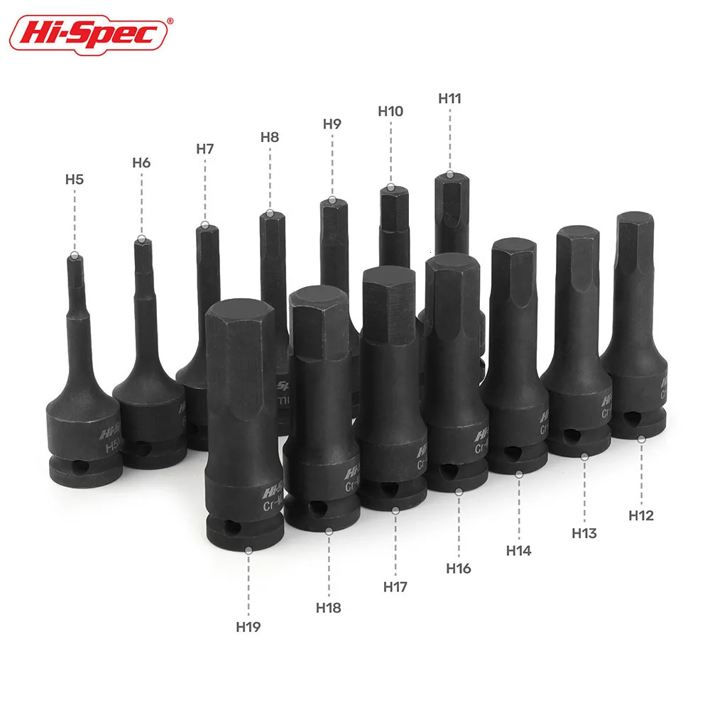 1/2 Impact Hex Cr-mo Screwdriver H5-h19 Adapter Head Socket Bits Set ...