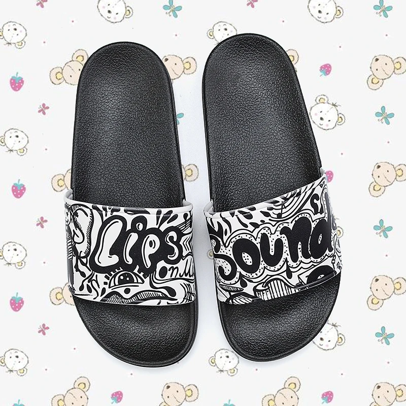 

Lover Couple Slides Cartoon Pattern Sandals Non-slip Hard-wearing Soft PVC Slippers Fashion