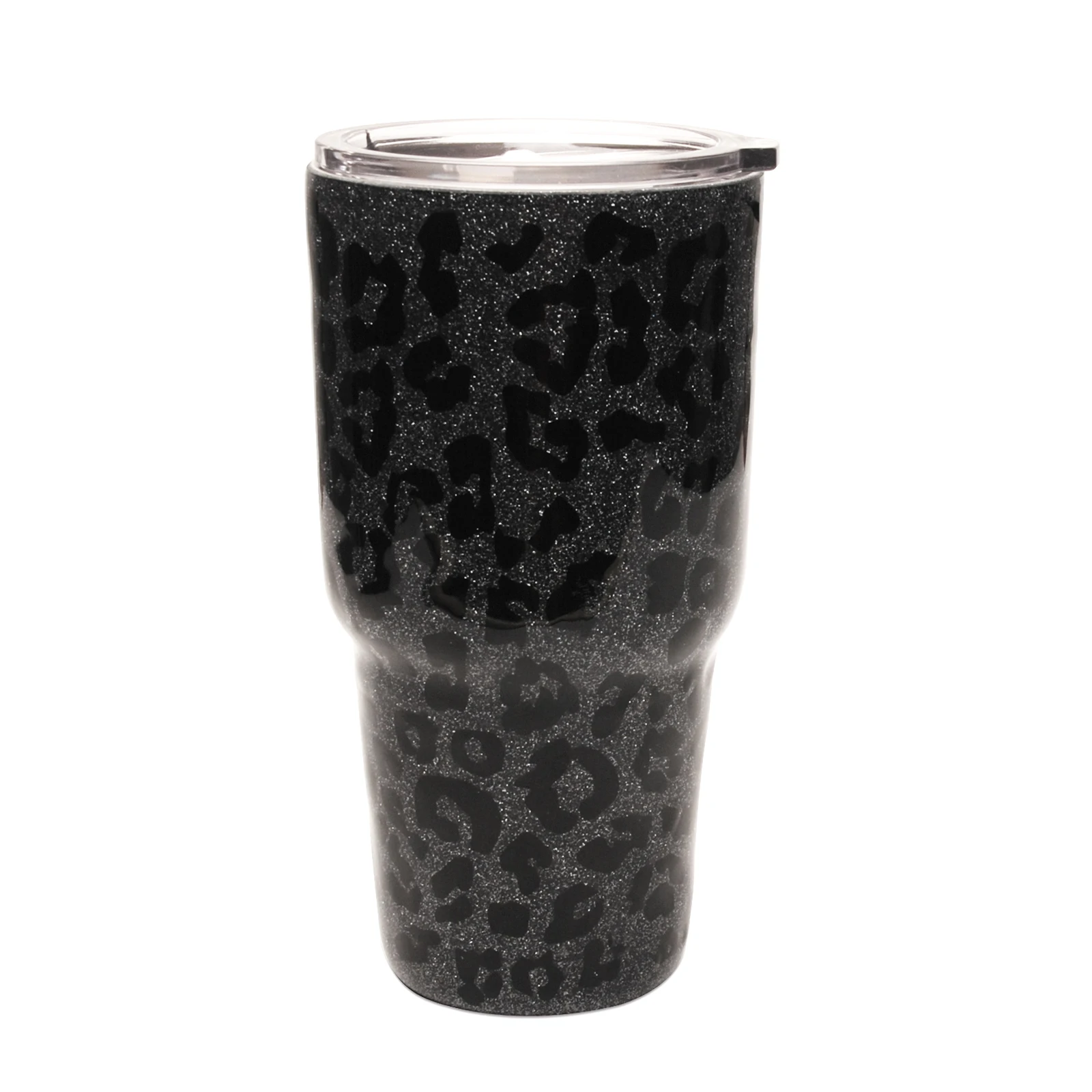 

Wholesale  Epoxy Tumbler Glitter Black Leopard Tumbler Stainless Steel Travel Mug with Lid DOM116-1172, Picture shown