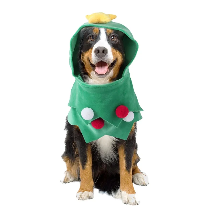 

Wholesale New Funny Pet Costume Christmas Tree Dressing Up Clothing With Star And Pompoms For Cat Dog