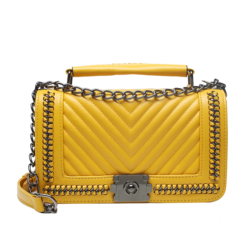 

2021 Wholesale high quality women's hand bags pu leather chain purse sling fashion ladies crossbody bag handbags, 7 colors