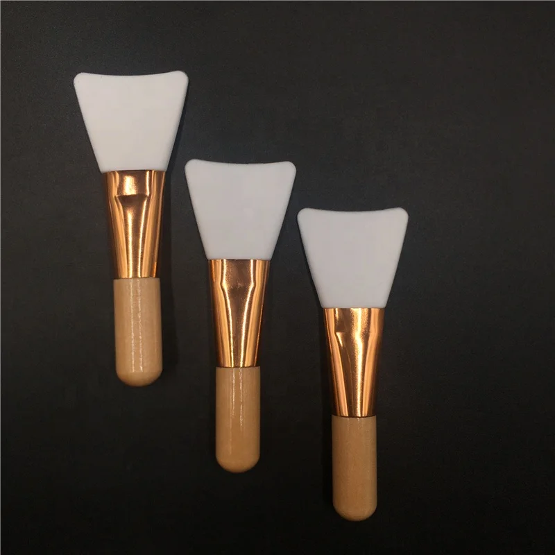 

Private Label Wooden Handle Silicone Facial DIY Spa Mini Face Mask Brush Rose Gold Makeup Brush