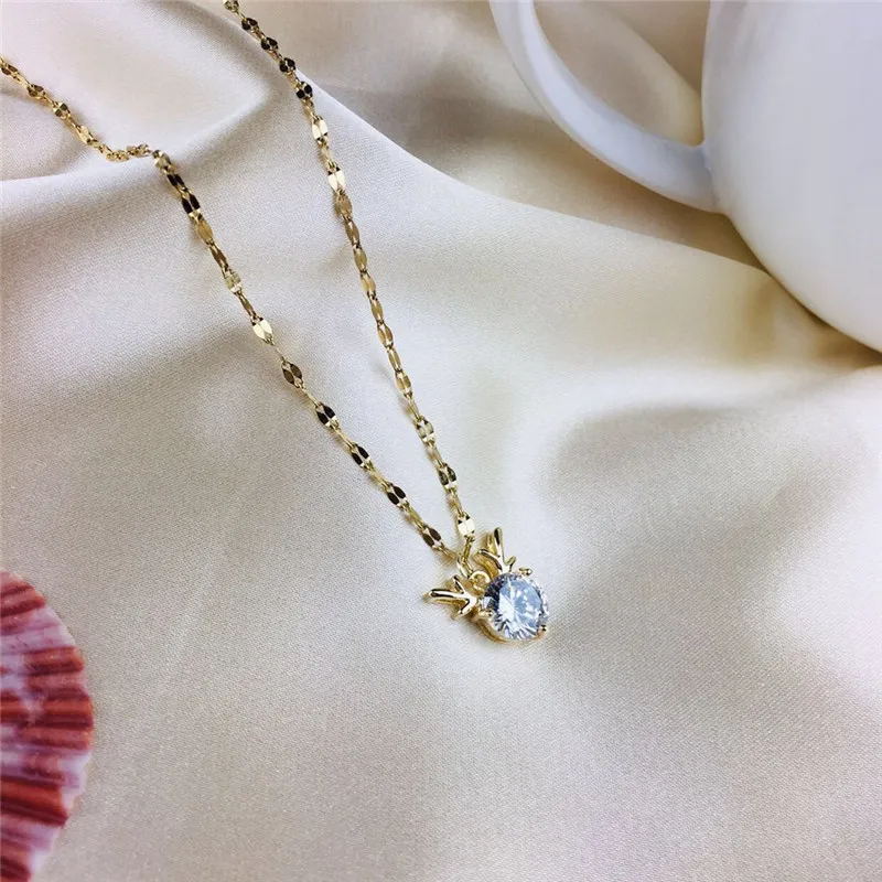 

Various Design Gold Plated Necklace Titanium Steel Diamond Pendant Necklace Choker for Women Ball Chain Stainless Steel Necklace, Picture