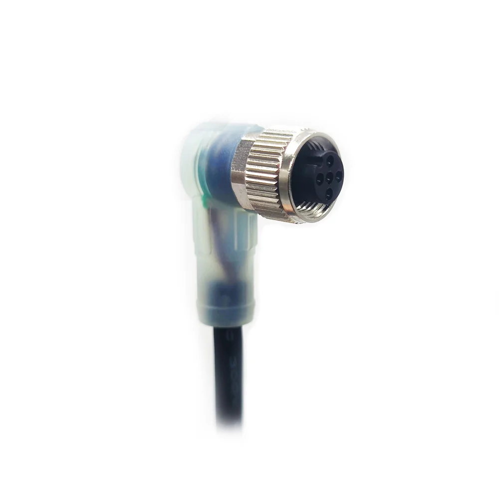 

Manufacturer wholesale 1m cable 3 4 5 Pin M12 adapter 90 degree actuator cable m12 5 pin right angled with led connector