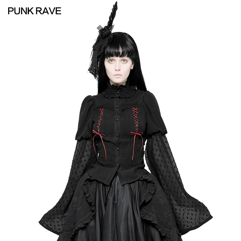 
WLY 075 PUNK RAVE Lolita Trumpet Sleeve Shirt sexy cosplay costumes for woman 