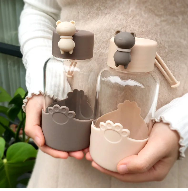 

Cute Design High Quality 340ml Juice Cup Glass Water Tea Bottle
