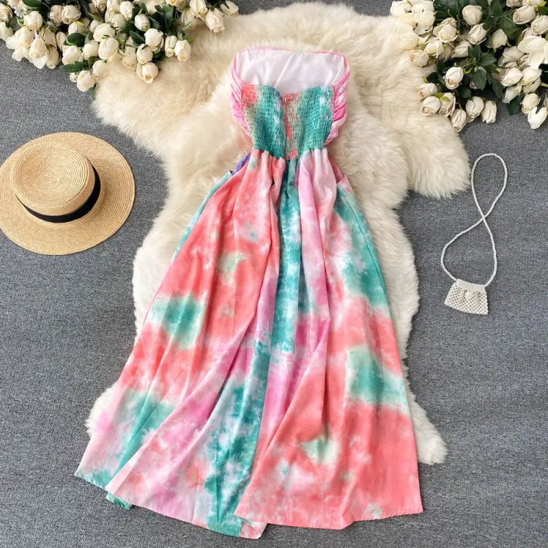 

2022 New Fashion Women's Dress V-Neck Chiffon Beach Summer New Style Women Floral Bohemian Mini Dress, Picture color