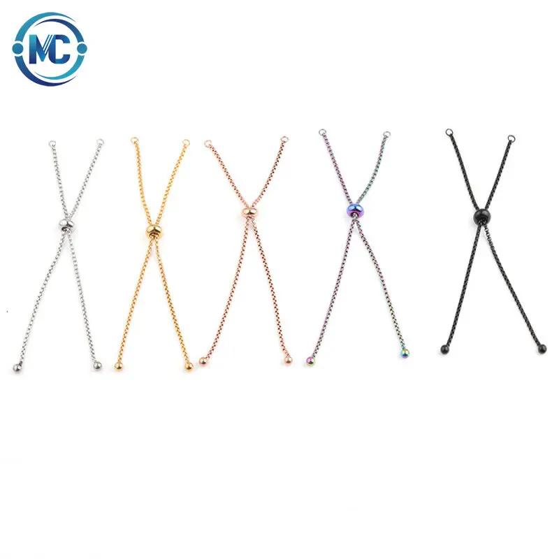 

Hot Sale Stainless Steel Chain Tail Chain Adjustable DIY Bracelet Jewelry Making 11.5cm, Steel gold rose gold black color