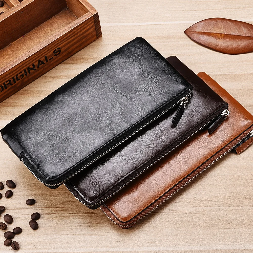 

Factory direct new men's long purse youth zipper mobile phone bag ultra-thin wallet money bag