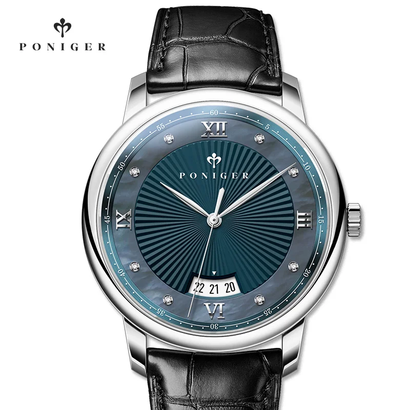 

2020 New style PONIGER quartz watch wrist watch fashion blue dial relogio masculino luxury men quartz watches, 3 colors