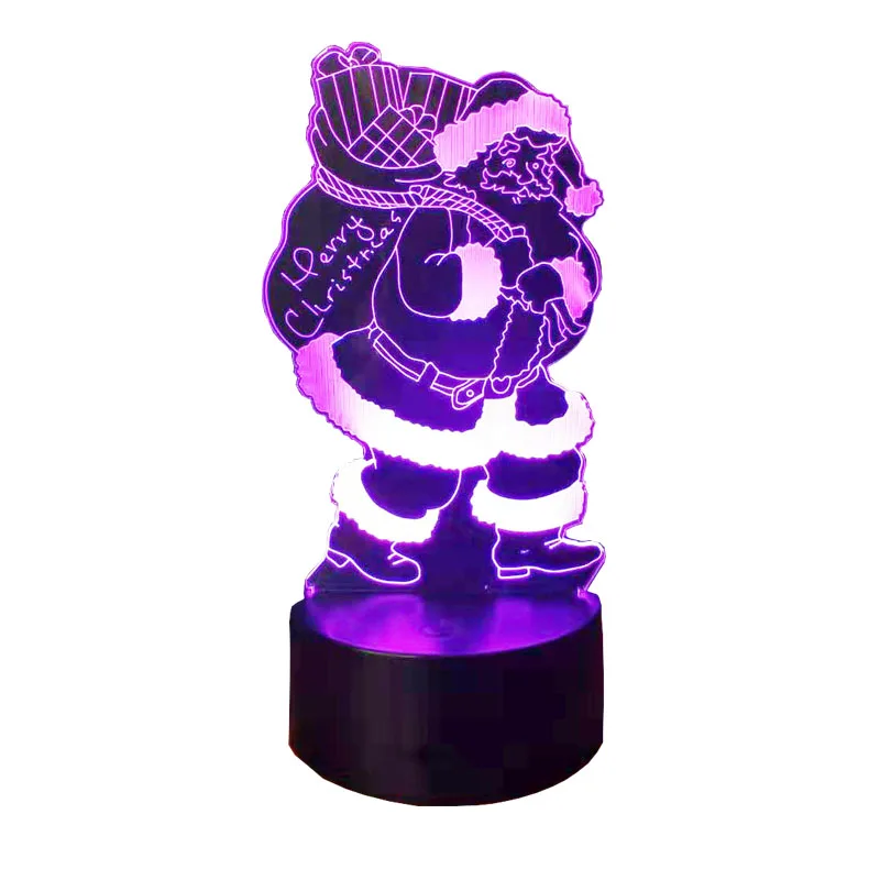 3D Optical Illusion 7 Colors  Santa Claus Acrylic LED Night Lights For Children