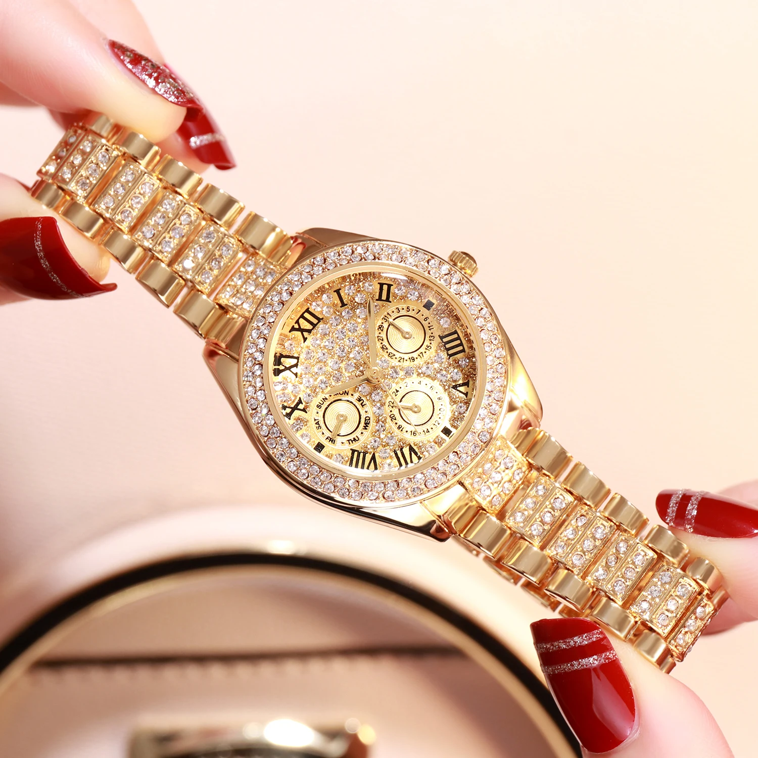 

New designed Women Girls Watch Gold Ladies Watches Online Classic Full Diamond Watch