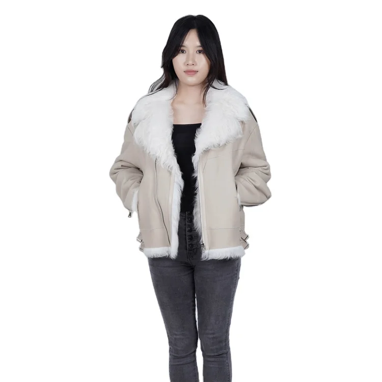 

2020 Winter New Women Sheepskin Coats Ladies Motorcycle Jacket, Customized color