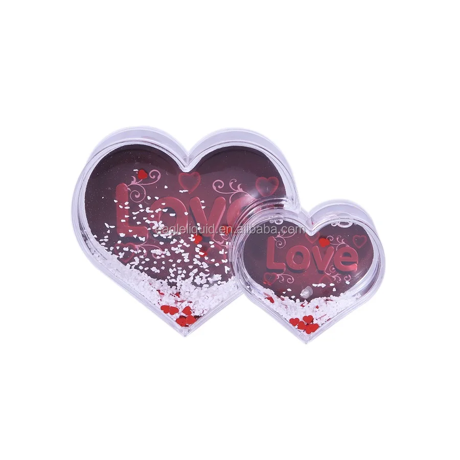 

Top Selling Love Photo Frame Sparkling Glitter Heart Shaped Acrylic Snow Globe, Clear acrylic, colorful glitters