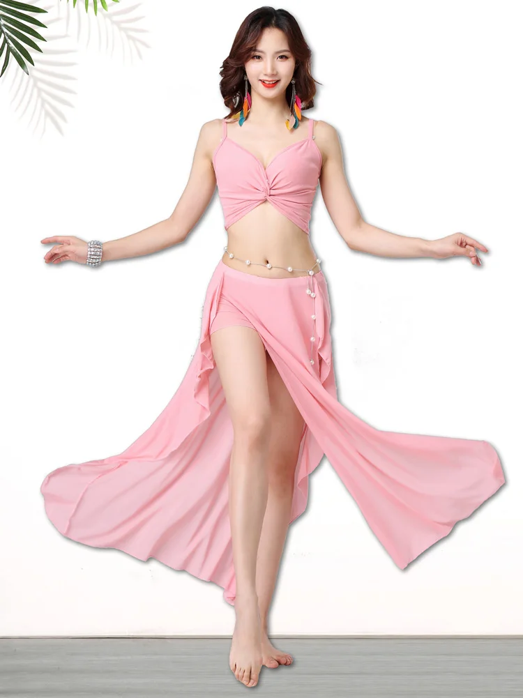 Women Belly Dance Costume Set Sexy Belly Costumes Sexy Bra Long Dress Safety Pants Performance 2958