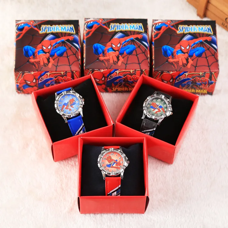 

Fashion New spiderman Silicone Watch And Box Set Children Quartz Watches Cute Cartoon Boys Girl Watch Gift Toy Wristwatch