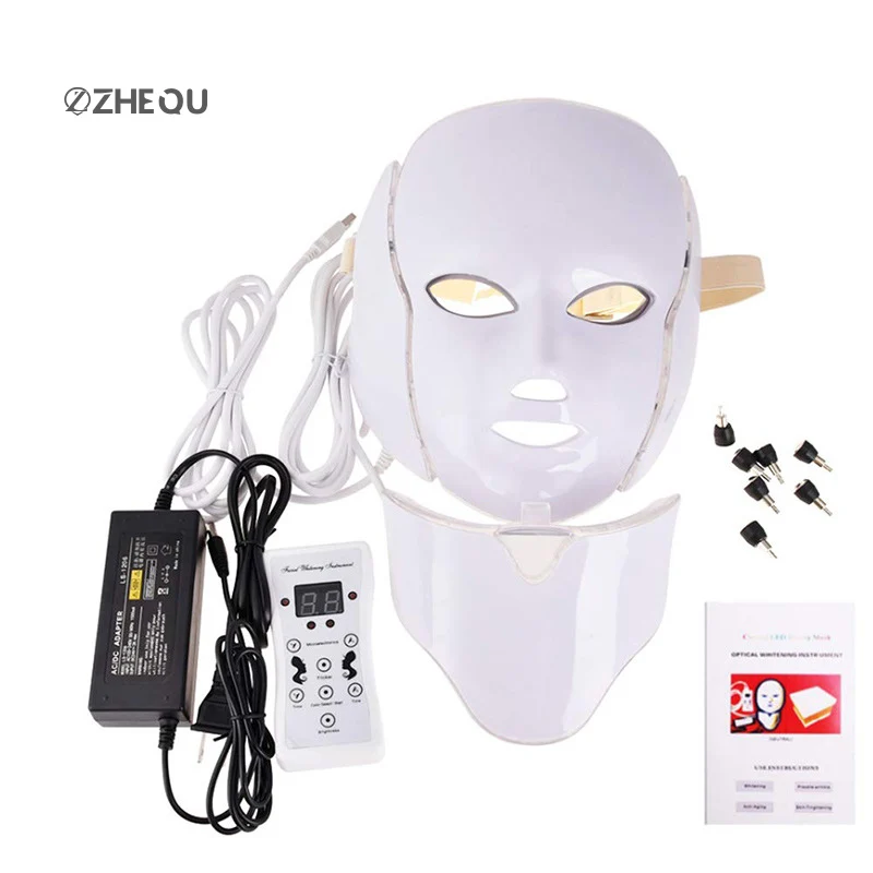 

LED Facial Mask Beauty Skin Rejuvenation Photon Light 7 Colors Mask with Neck Therapy Wrinkle Anti Acne Tighten Skincare