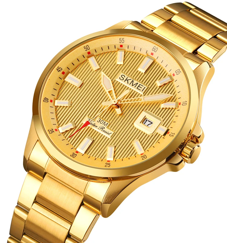 

Skmei 1654 Luxury Mens Quartz Stainless Steel band gold wrist men watches