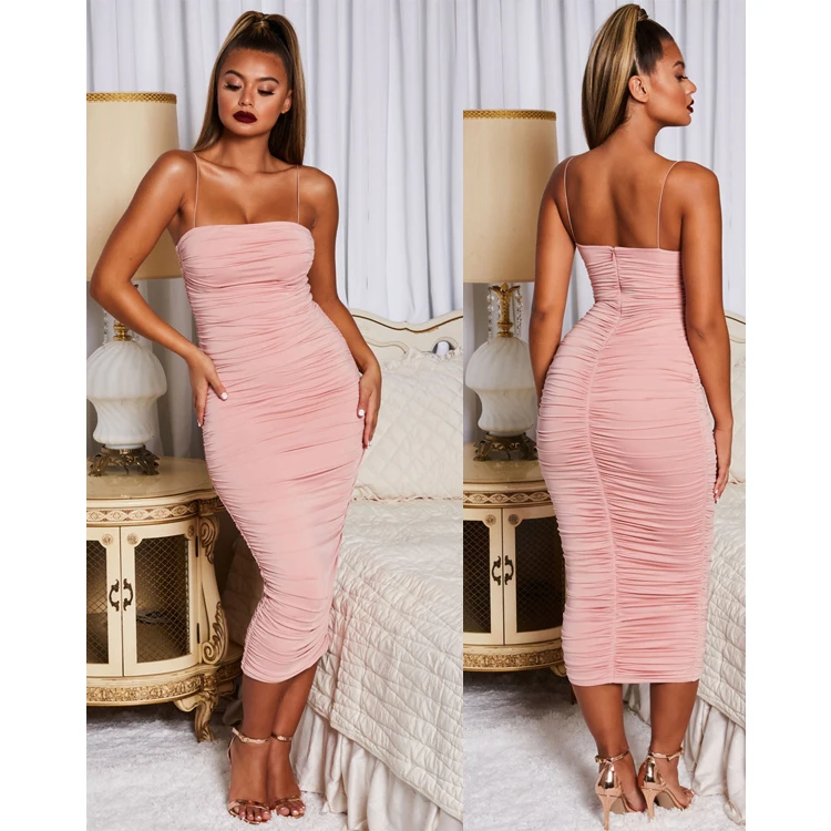 

Free Shipping Women's Clothing Pleated Long Dress Summer Elegant Spaghetti Strap Ladies Long Party Dress