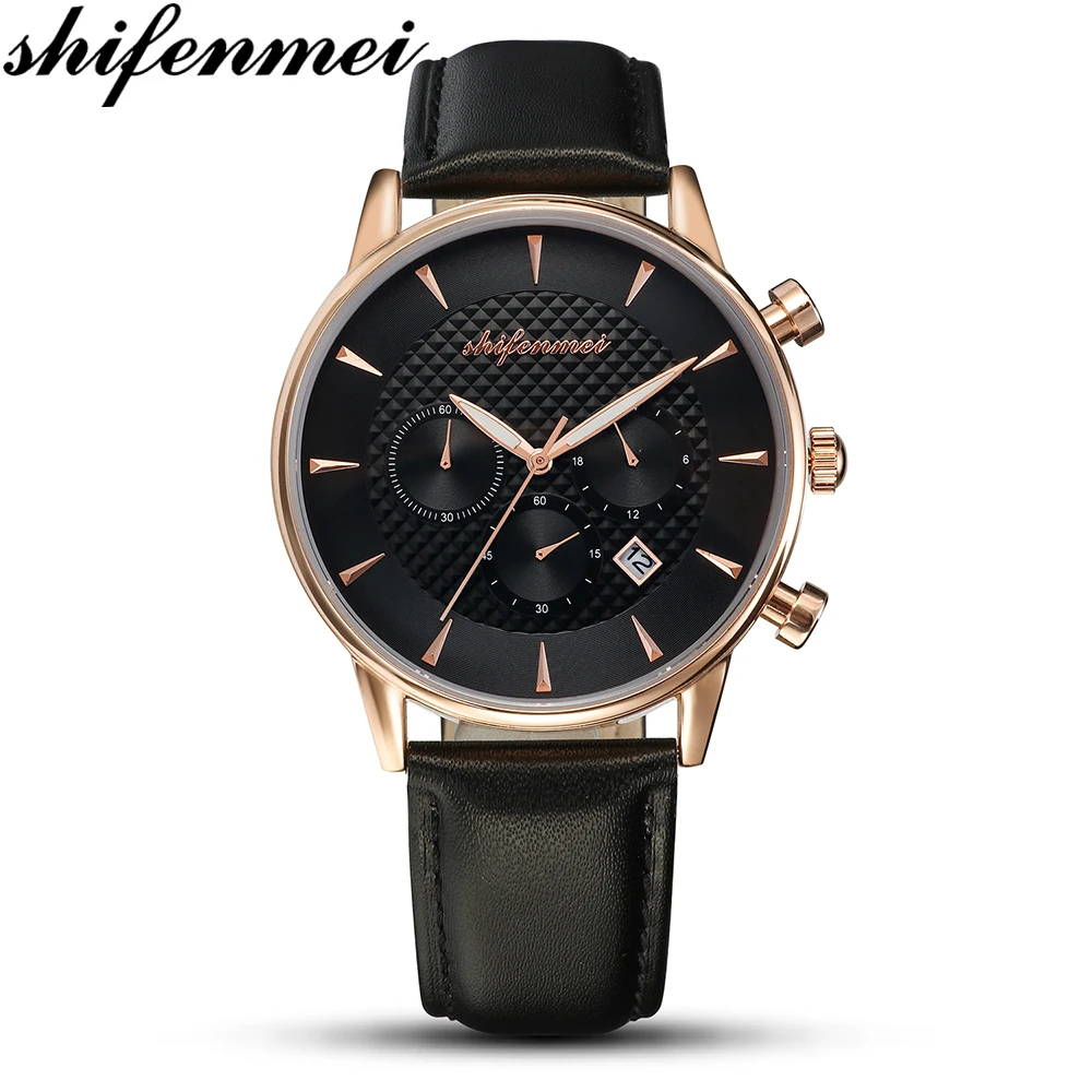 

shifenmei S1082L new fashion Custom logo leather strap man quartz luxury watch