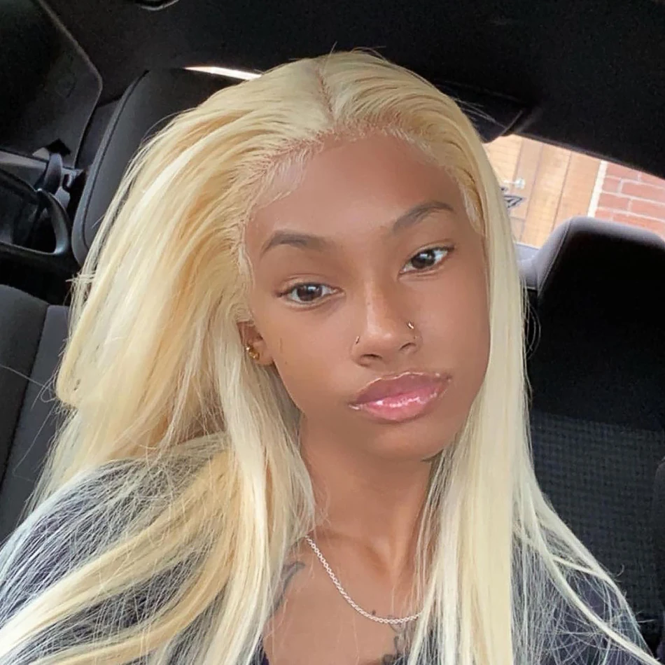 

12A Grade 613 Lace Frontal Wig Glueless Frontal Human Hair Wigs Transparent Lace Front Wig Blonde Brazilian Straight 180 Density