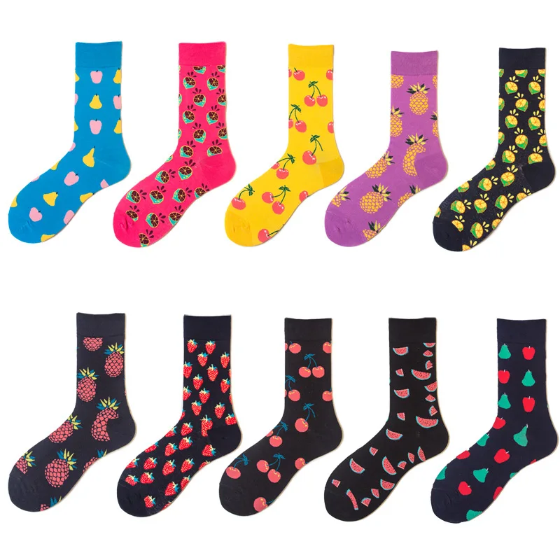 

Fun Happy Socks Colorful Fruit Men's Patterned Socks Wholesale Cotton Novelty Socks Manufacturers