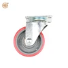 Mingze Medium Duty Red PU Caster Swivel Flat Tread/Cast Iron Core Swivel Yoke/Housing with Total Locking/Brake