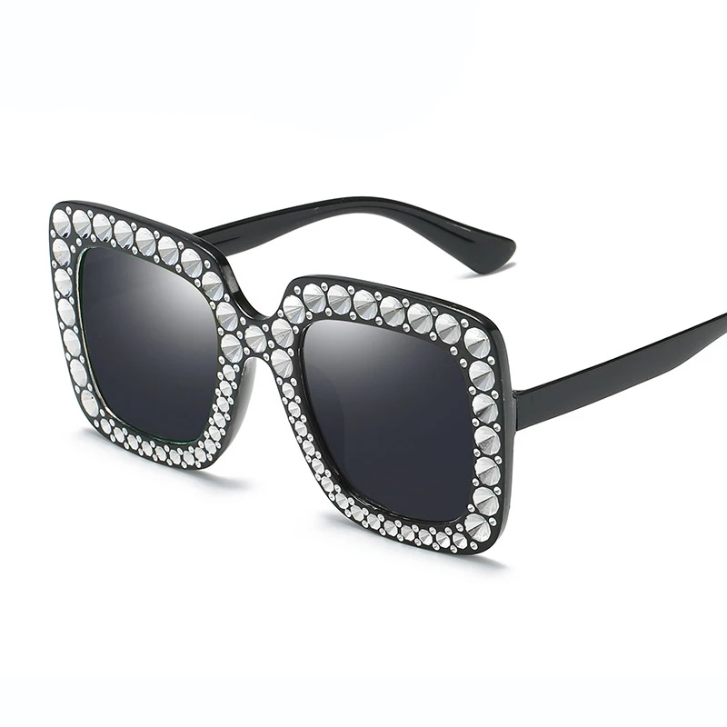 

Diamonds Oversized Sunglasses Top Rhinestone Luxury Brand Designer Sunglasses Women Square Shades Fashion Retro Sunglasses