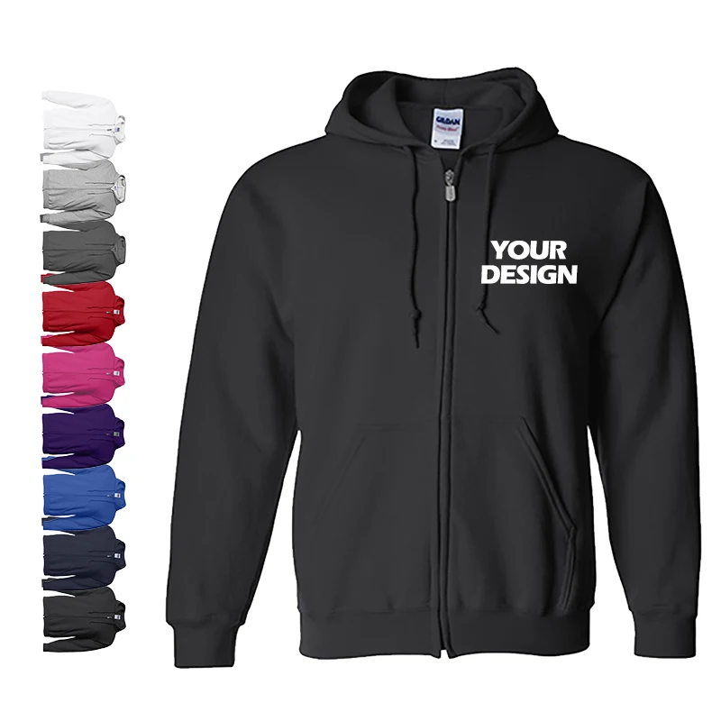 

Cotton Black And White Plain Gym In Bulk Custom Logo Printing Unisex Hoodie Zipper, Customized color